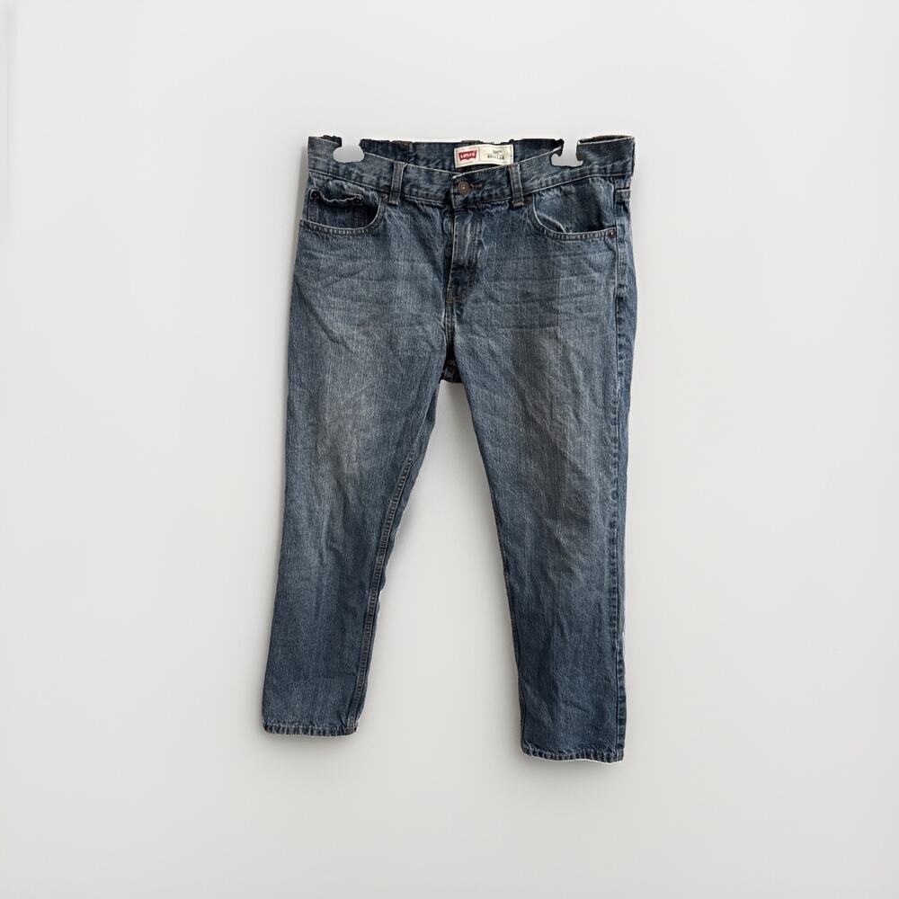 Levis 505 Boys Youth Jeans Sz 14 Husky (33x28) Blue‎ Straight Cotton Whisker